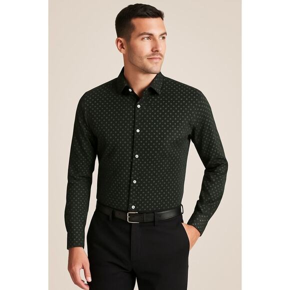 Banana Republic Other - New Banana Republic Mens Slim Fit Shirt XS Dark Green Geometric 100% Cotton
